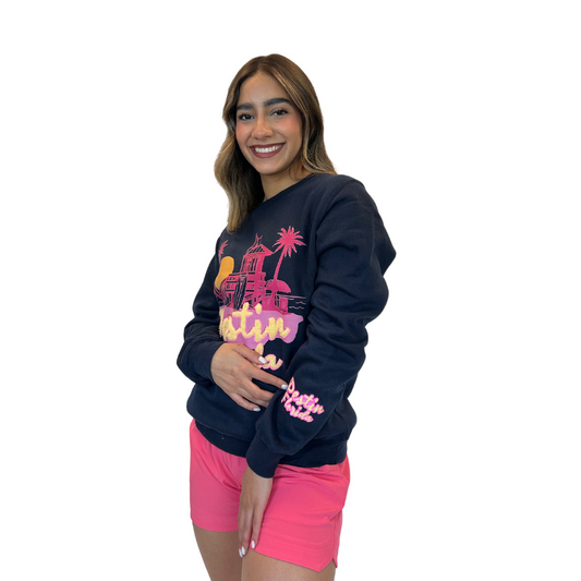 Destin Fl, Crewneck Women with texture patch on the front and the sleeve Style 067 SWEATSHIRT alvinsisland.com
