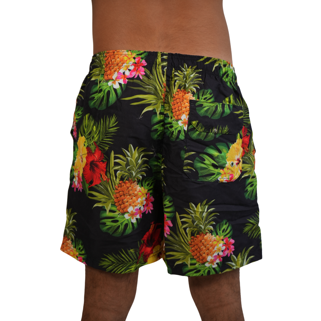 Mens Swim Trunks Pineapple Black Style Sm-005