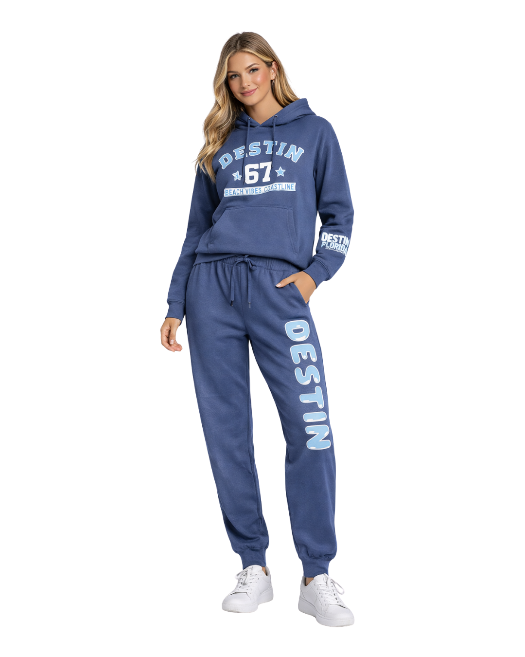 Destin, Fl Beach Vibes Coast Live (Hoodie& Pants) Set (Two piece) Clothing alvinsisland.com Blue Iris S