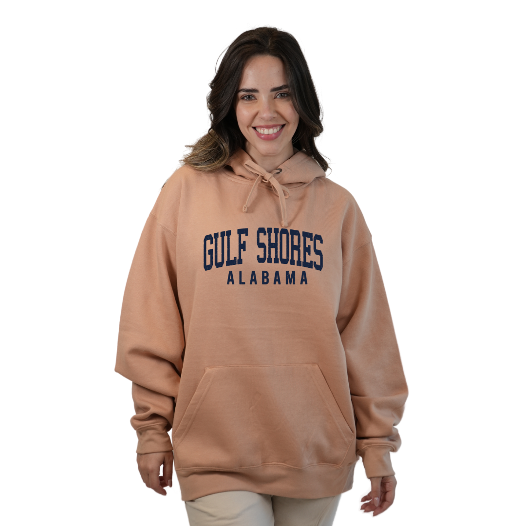 Gulf Shores Alabama Pullover Hoodie Women with Big Front Letters City Name Design Style 252 HOODIES alvinsisland.com Nude S