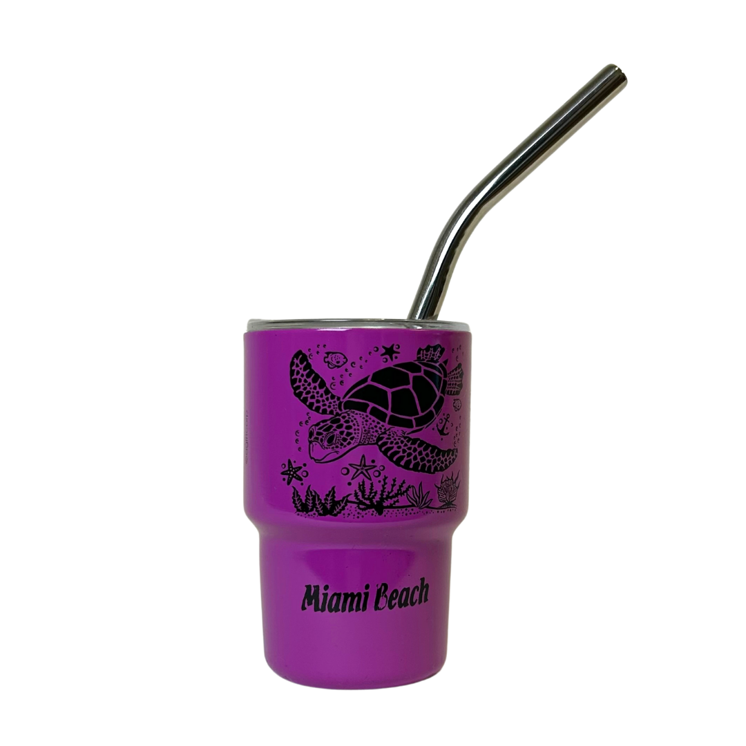 Miami Turtle Ss 3oz.Mini/Tumbler 5ast With Straw souvenirs alvinsisland.com