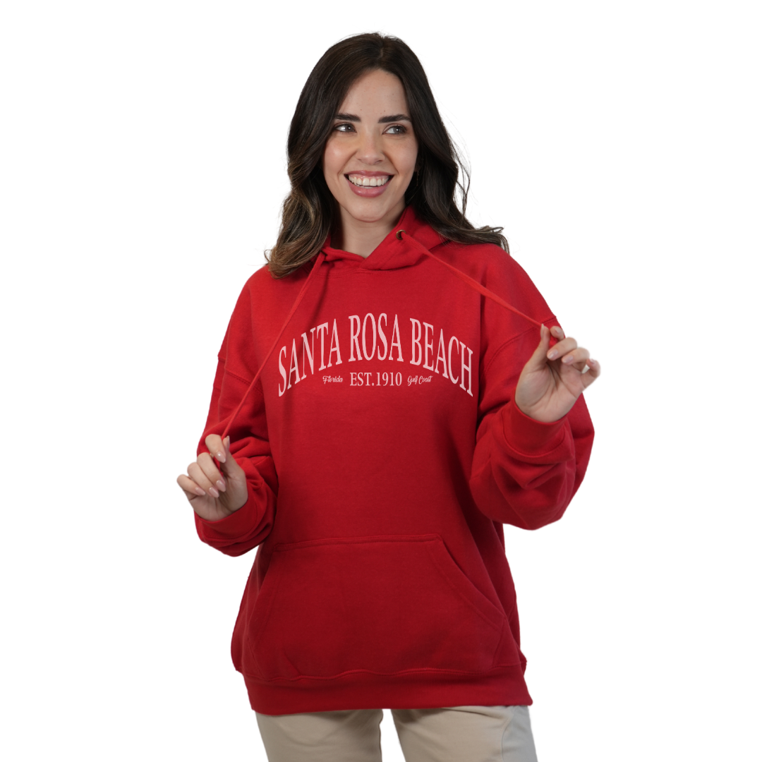 Santa Rosa Beach Pullover Hoodie Women with Big Front White Letters Design Style 252