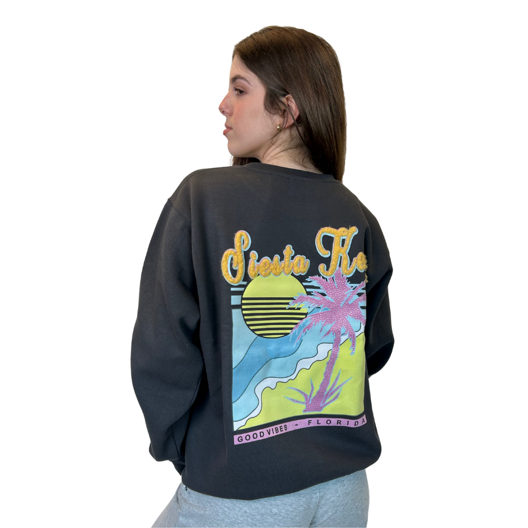 Siesta Key, Crewneck Women with texture patch on the back Style 067