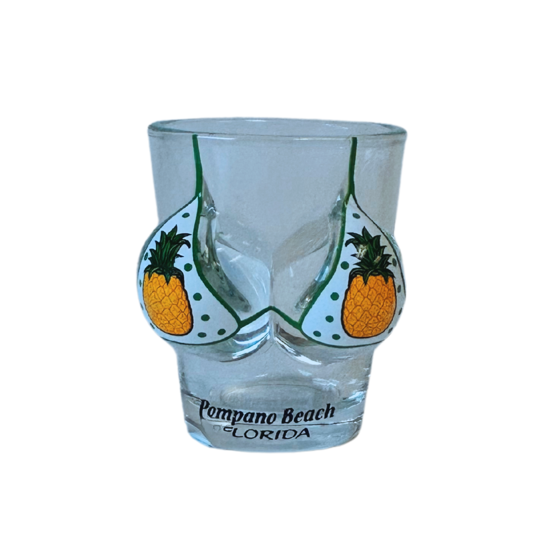 Pompano Beach, Fl Bikini Bust Flamingo 3d Shot Glass souvenirs alvinsisland.com Pineaple