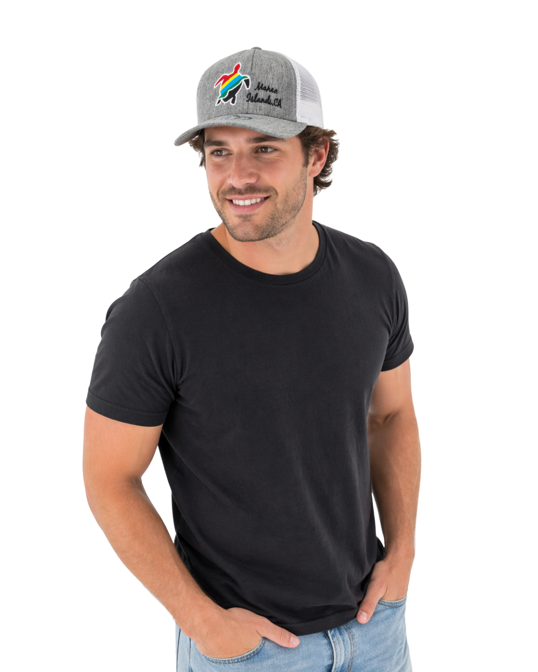 Marco Island, Fl Stripes Turtle Design Adjustable Cap CAP alvinsisland.com Gray One size