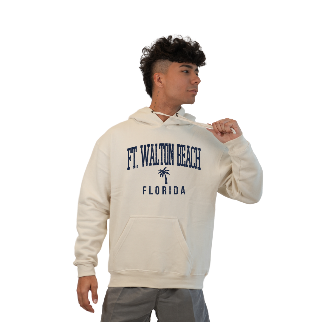Ft. Walton Beach Pullover Hoodie Men with a City Name Blue design Style 252 HOODIES alvinsisland.com Oyster S