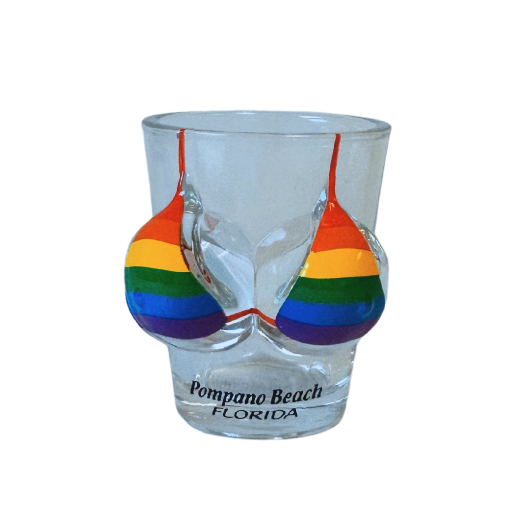 Pompano Beach, Fl Bikini Bust Flamingo 3d Shot Glass souvenirs alvinsisland.com
