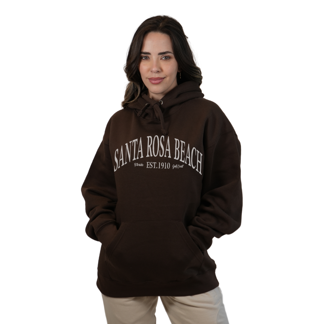 Santa Rosa Beach Pullover Hoodie Women with Big Front White Letters Design Style 252