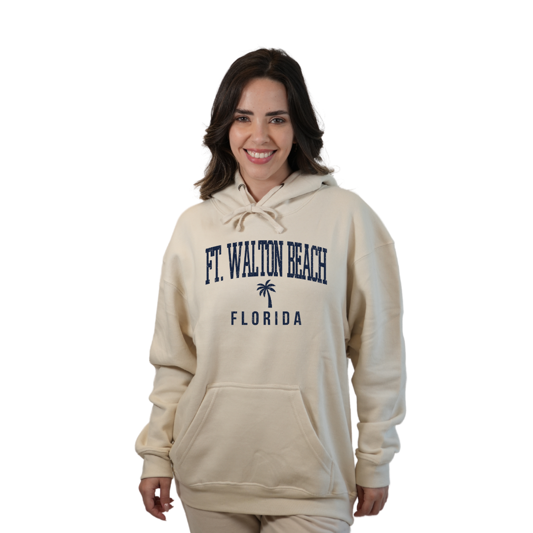 Ft. Walton Beach Pullover Hoodie Women with a City Name Blue design Style 252 HOODIES alvinsisland.com Oyster S
