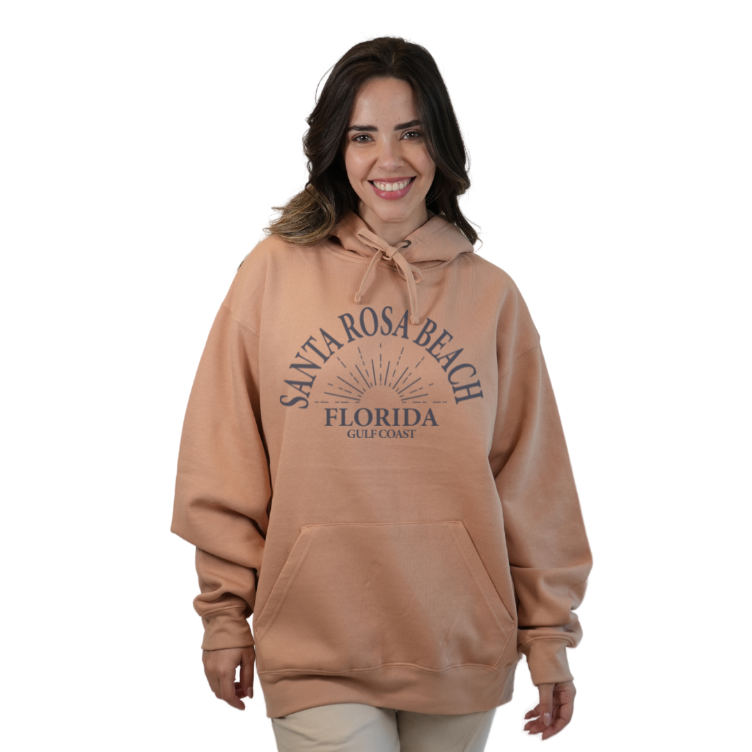 Santa Rosa Beach Pullover Hoodie Women with Big Front Florida Gulf Coast Design Style 252