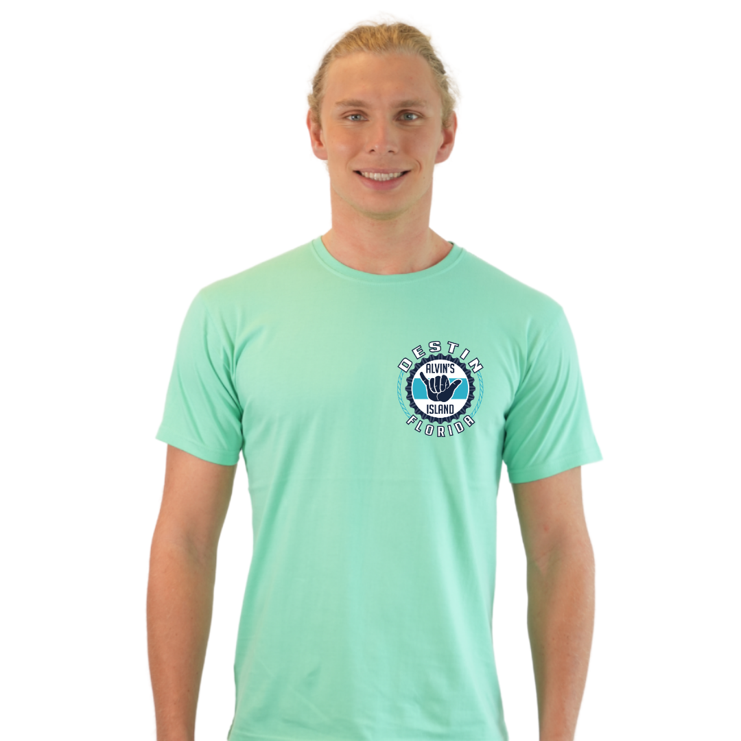 Destin Combed Cotton Men T-Shirt with a Alvin's island Hang Loose Design Style CC1000 T-SHIRT alvinsisland.com Mint S