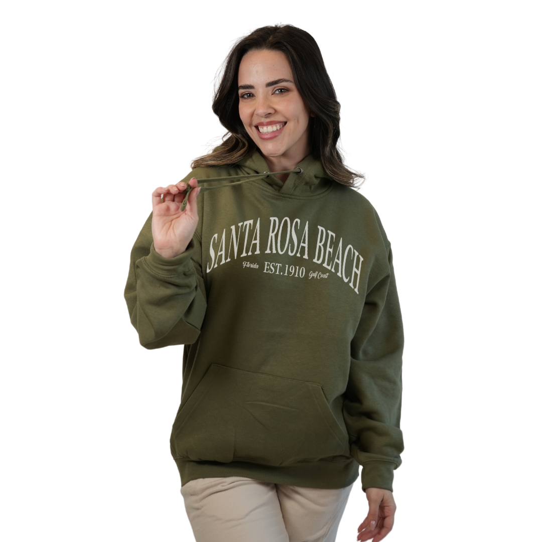 Santa Rosa Beach Pullover Hoodie Women with Big Front White Letters Design Style 252