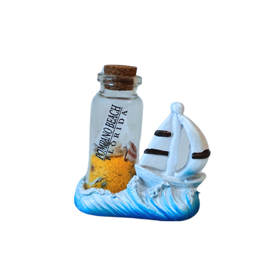 Pompano Beach, Fl SailBoat Drift Bottle Souvenir souvenirs alvinsisland.com