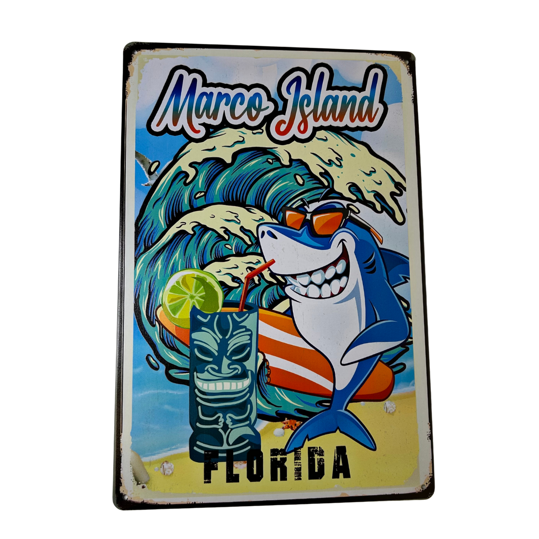 Marco Island Shark 8*12" Decor Metal Signs