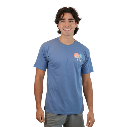 Marco Island 2 Palm Tree, Combed/Cotton Unisex Blue Jean T-Shirt Style Cc1000