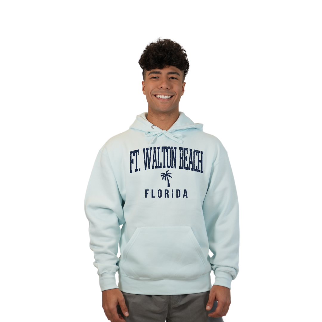 Ft. Walton Beach Pullover Hoodie Men with a City Name Blue design Style 252 HOODIES alvinsisland.com Pool day S