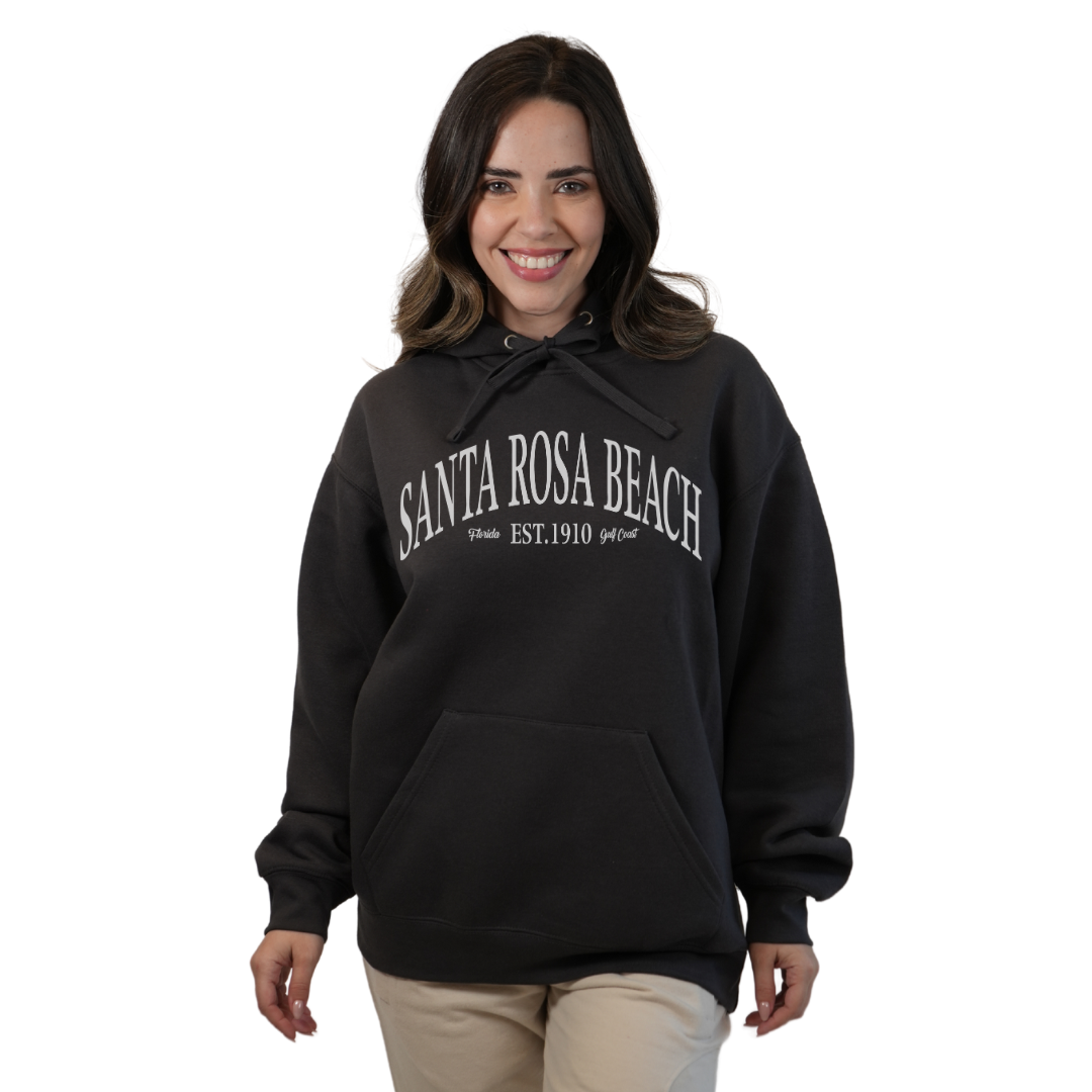 Santa Rosa Beach Pullover Hoodie Women with Big Front White Letters Design Style 252