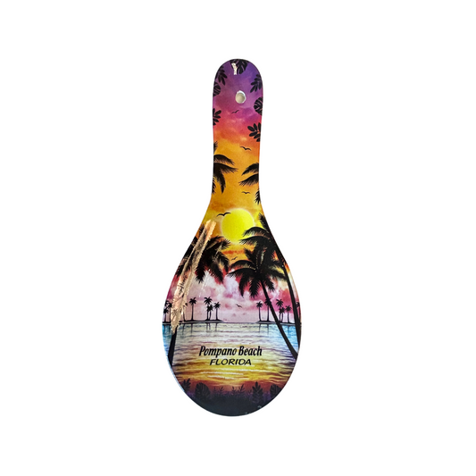 Pompano Beach, Fl. Palm Sunset 8*5" Ceramic SpoonRest souvenirs alvinsisland.com