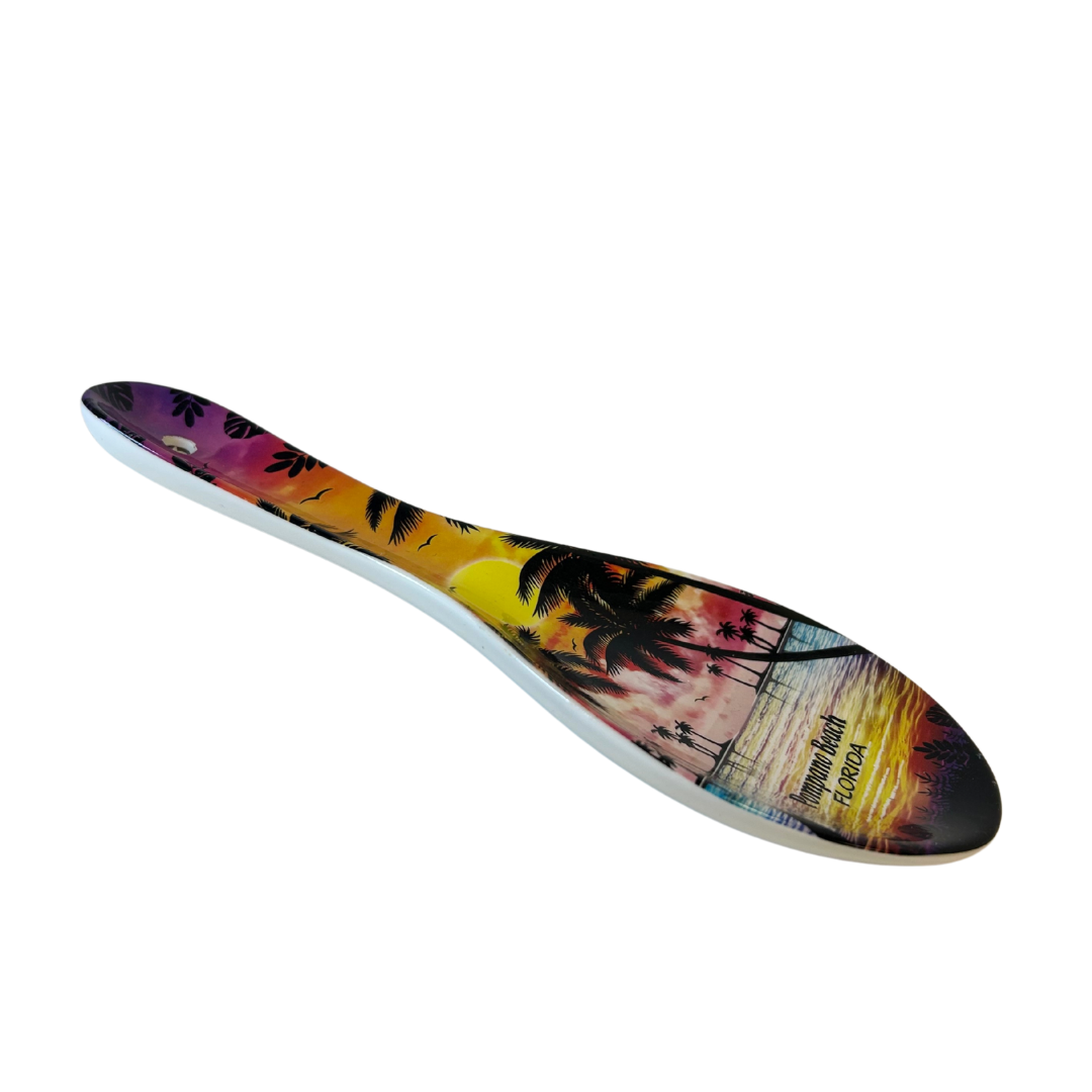 Pompano Beach, Fl. Palm Sunset 8*5" Ceramic SpoonRest souvenirs alvinsisland.com