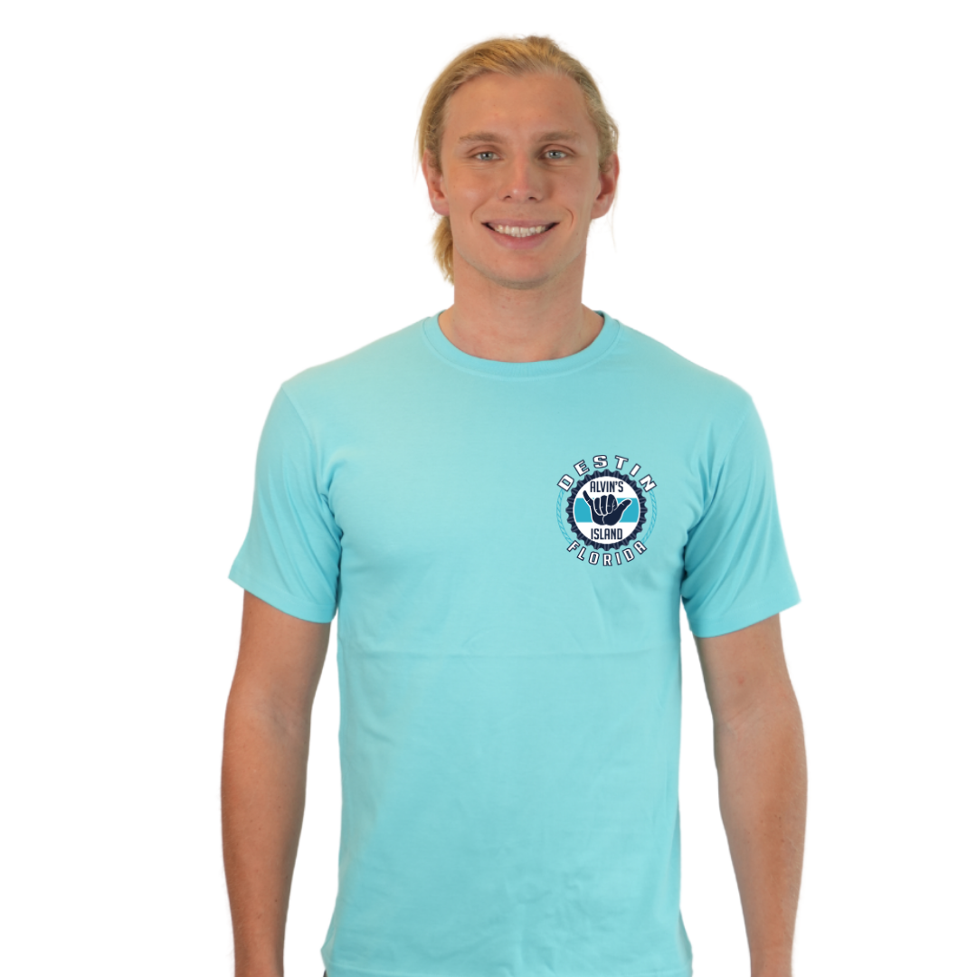 Destin Combed Cotton Men T-Shirt with a Alvin's island Hang Loose Design Style CC1000 T-SHIRT alvinsisland.com