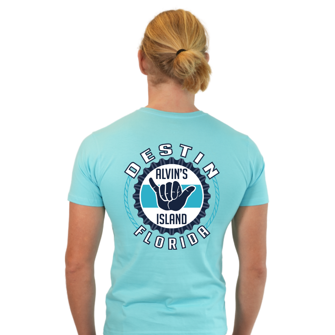 Destin Combed Cotton Men T-Shirt with a Alvin's island Hang Loose Design Style CC1000 T-SHIRT alvinsisland.com