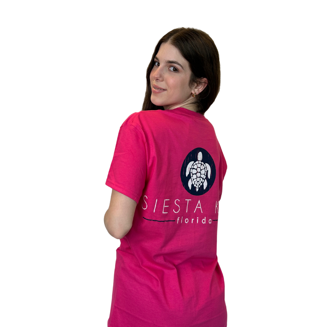 Siesta Key with front SeaTurtle's pocket design and back big SeaTurtle's Design T shirt