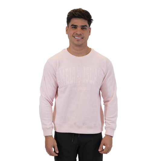 Amelia Island Fl, Nantucket Crewneck W/ City Name Applique Style Ap267 Sweater alvinsisland.com Ice pink S