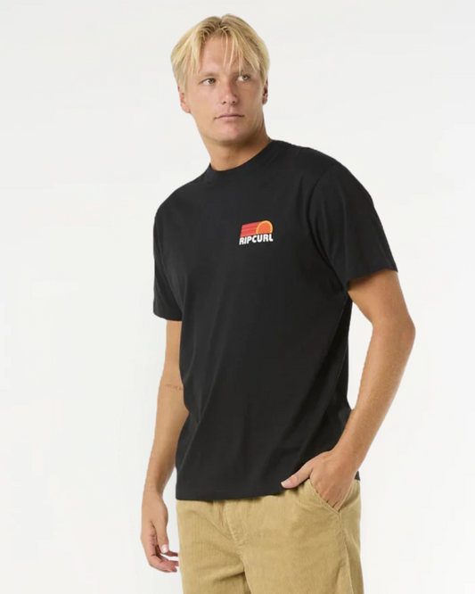 Rip Curl Surf Revival Stacked Tee T-SHIRT Rip Curl M Black