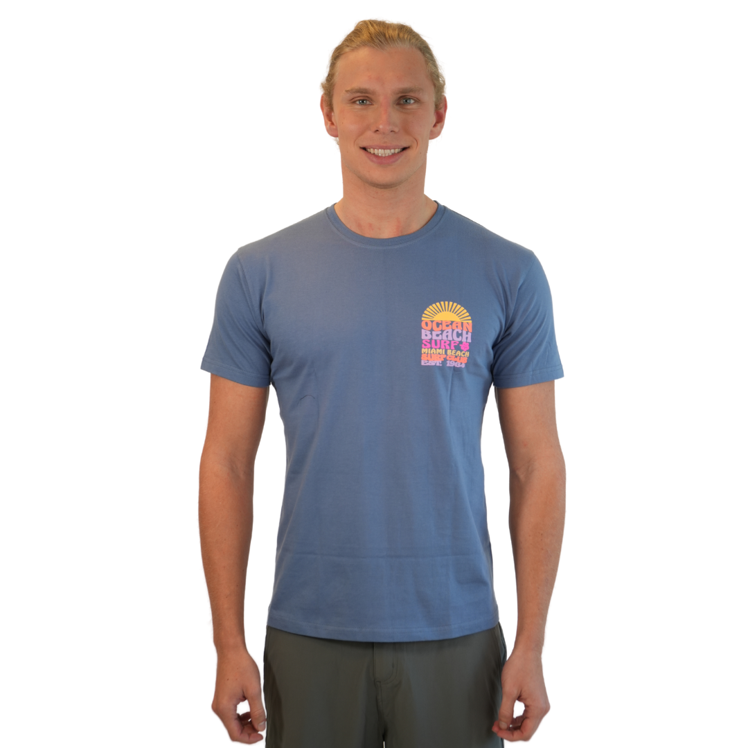 Miami Ocean Beach Combed/Cotton Unisex Blue Jean T-Shirt Style Cc1000
