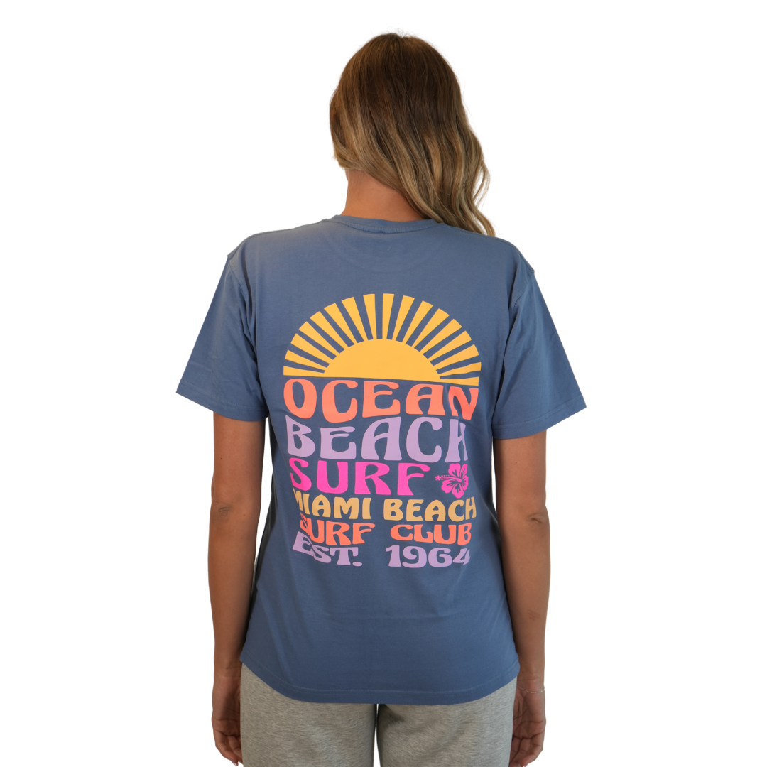 Miami Ocean Beach Combed/Cotton Women Blue Jean T-Shirt Style Cc1000