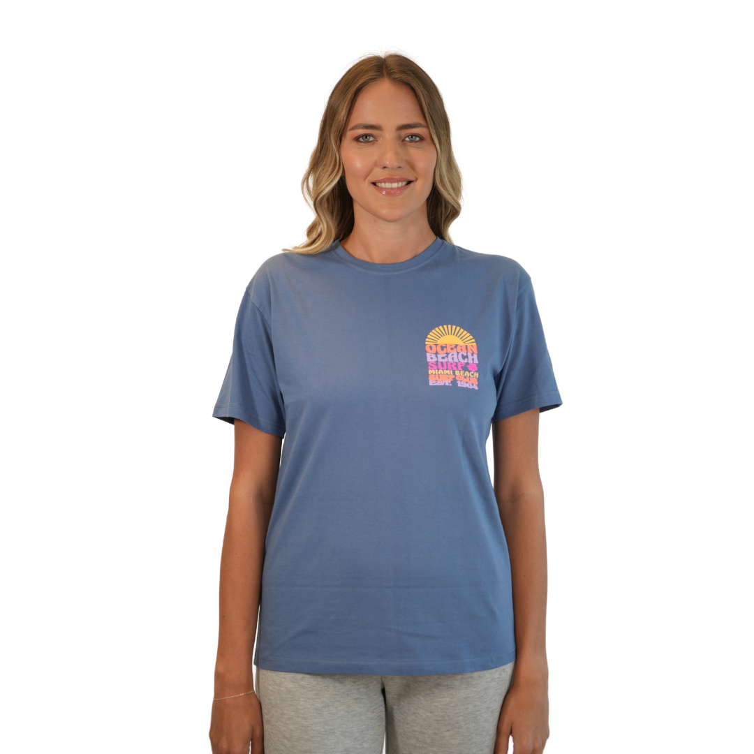 Miami Ocean Beach Combed/Cotton Women Blue Jean T-Shirt Style Cc1000