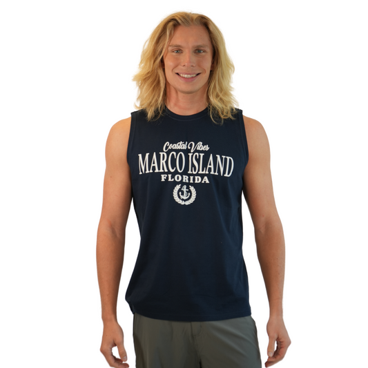 Marco Island Coastal Vibes Anchor Combo/ Cotton Navy Muscle Tee Style Cc400