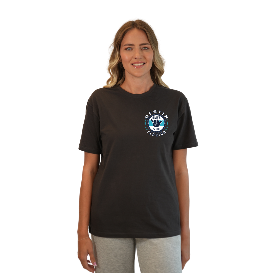 Destin Combed Cotton Women T-Shirt with a Alvin's island Hang Loose Design Style CC1000 T-SHIRT alvinsisland.com