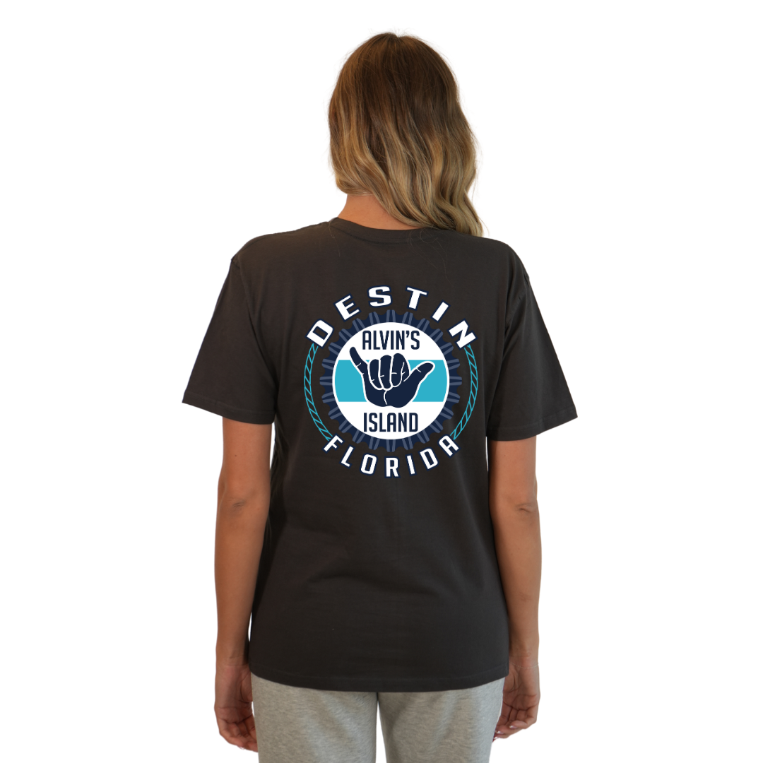 Destin Combed Cotton Women T-Shirt with a Alvin's island Hang Loose Design Style CC1000 T-SHIRT alvinsisland.com