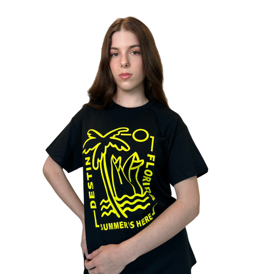 Destin Fl, Summer Is Here Design T-Shirt T-SHIRT alvinsisland.com Black S