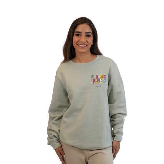 Destin Florida Fleece Crewneck Sweatshirt Women with a Alvin's island Drip Painting Design Style 067 SWEATSHIRT alvinsisland.com Silver S