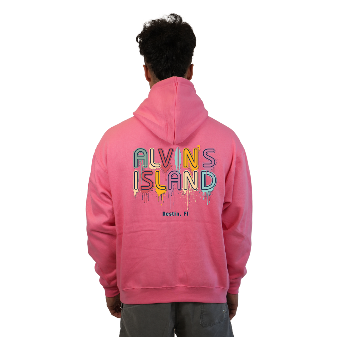 Destin Florida Pullover Hoodie Men with a Alvin's island Drip Painting Design Style 252