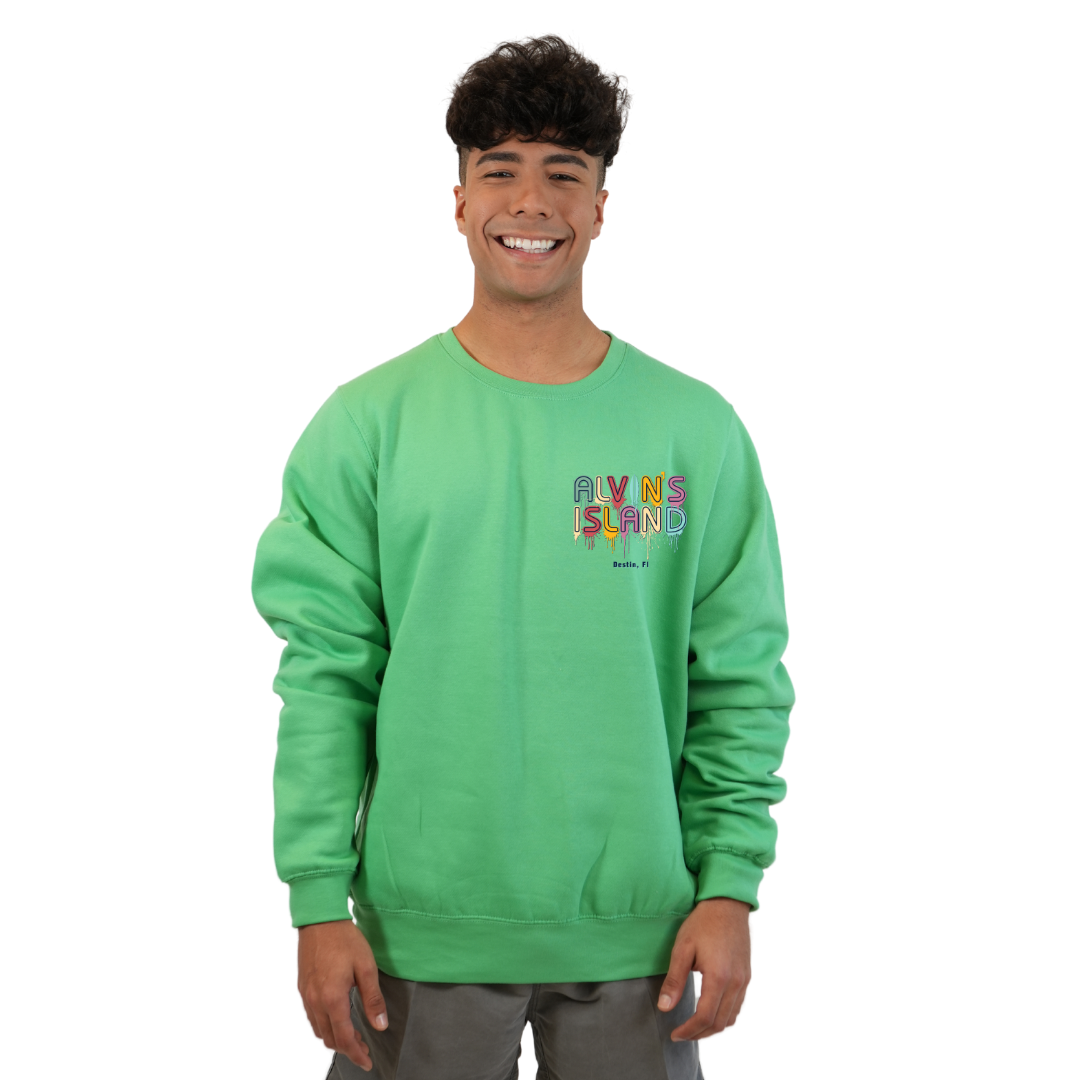 Destin Florida Fleece Crewneck Sweatshirt Men with a Alvin's Island Drip Panting Design Style 067 SWEATSHIRT alvinsisland.com