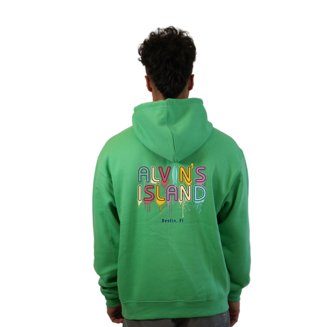 Destin Florida Pullover Hoodie Men with a Alvin's island Drip Painting Design Style 252