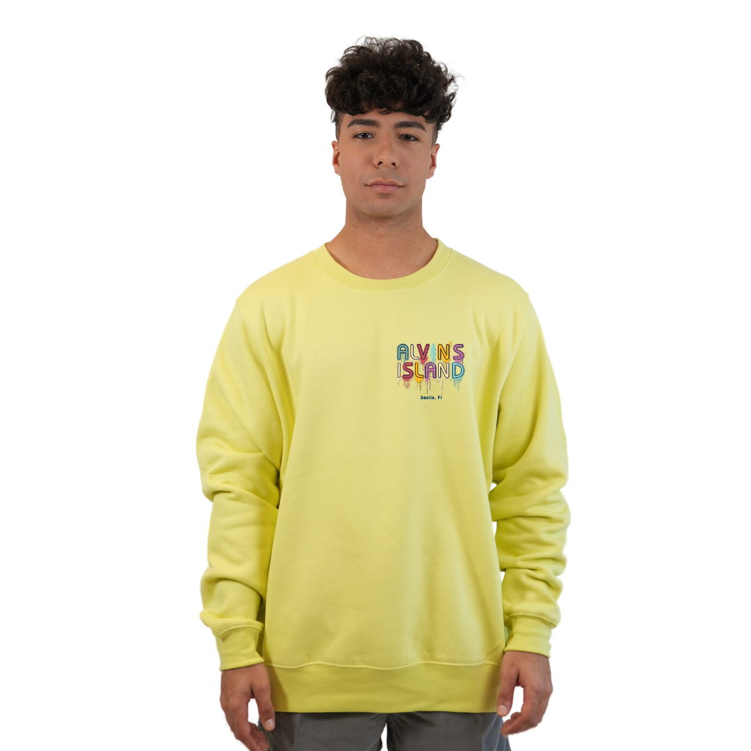 Destin Florida Fleece Crewneck Sweatshirt Men with a Alvin's Island Drip Panting Design Style 067 SWEATSHIRT alvinsisland.com