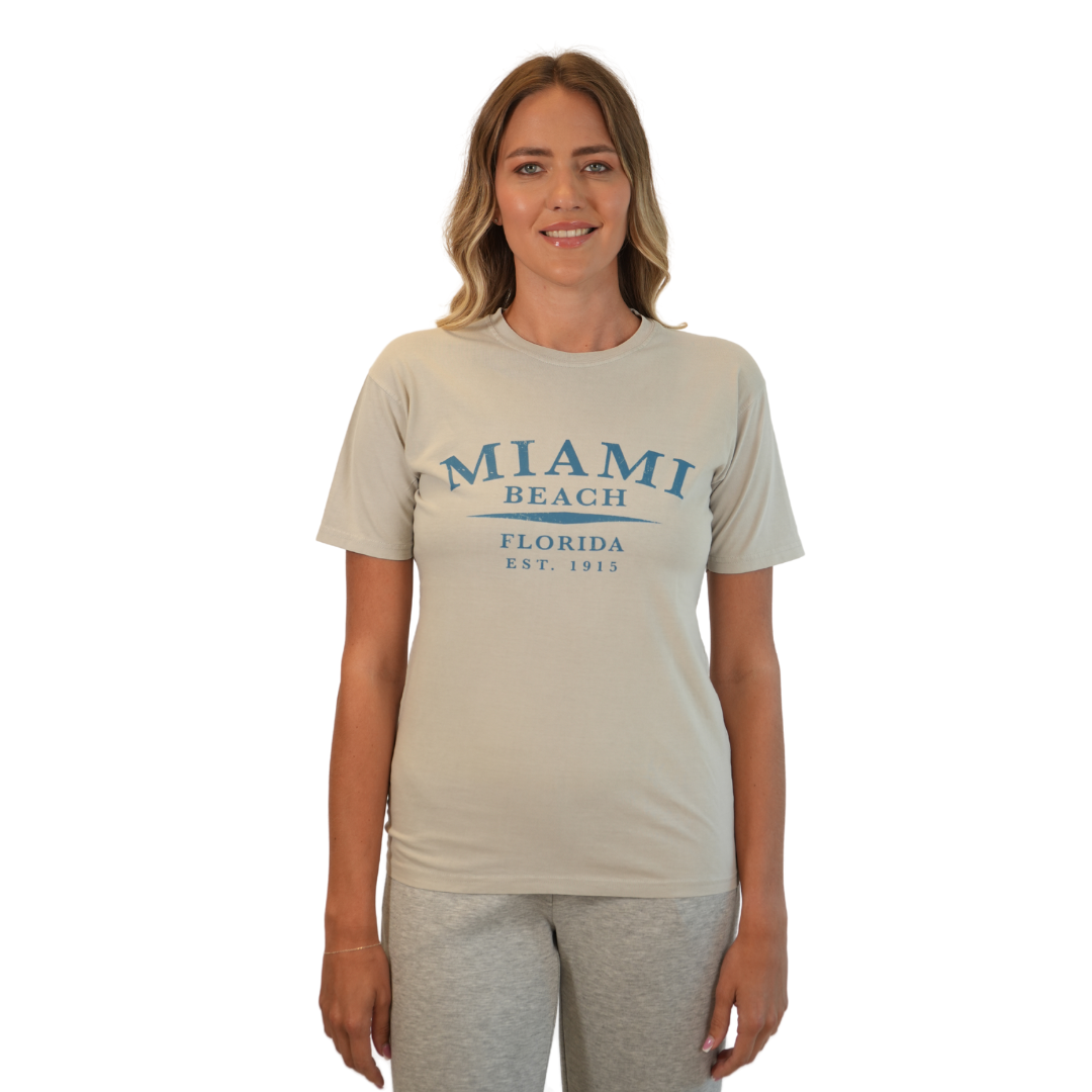 Miami Est.1915 Combed/Cotton Women Oyster T-Shirt Style Gd001