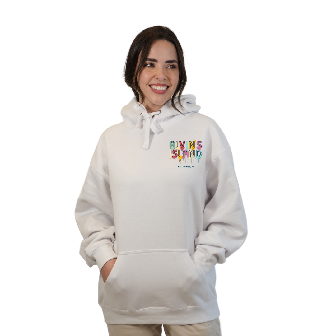 Gulf Shores Pullover Hoodie Women with a Alvin's island Drip Painting Design Style 252