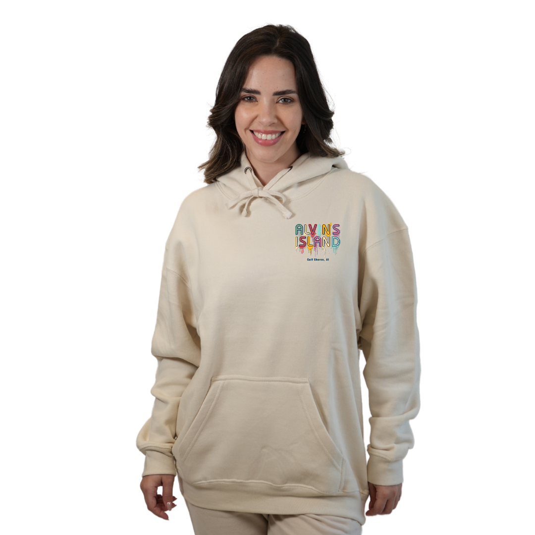Gulf Shores Pullover Hoodie Women with a Alvin's island Drip Painting Design Style 252