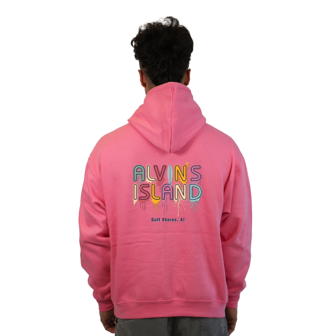 Gulf Shores Pullover Hoodie Men with a Alvin's island Drip Painting Design Style 252