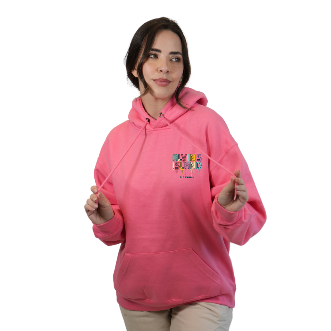 Gulf Shores Pullover Hoodie Women with a Alvin's island Drip Painting Design Style 252