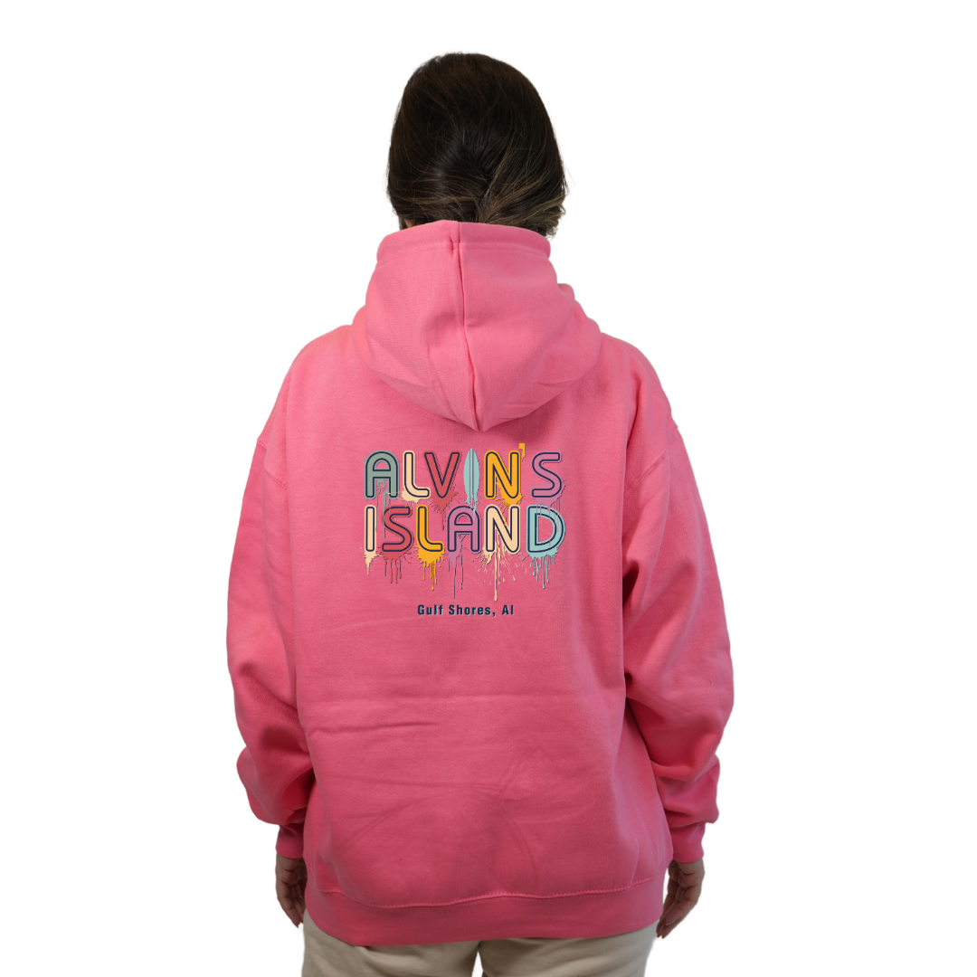 Gulf Shores Pullover Hoodie Women with a Alvin's island Drip Painting Design Style 252