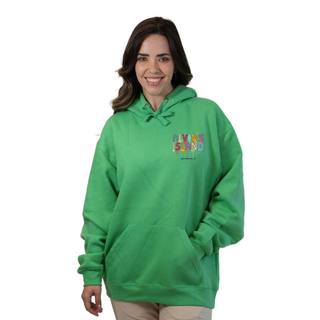 Gulf Shores Pullover Hoodie Women with a Alvin's island Drip Painting Design Style 252