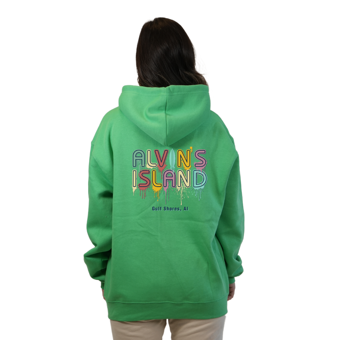 Gulf Shores Pullover Hoodie Women with a Alvin's island Drip Painting Design Style 252