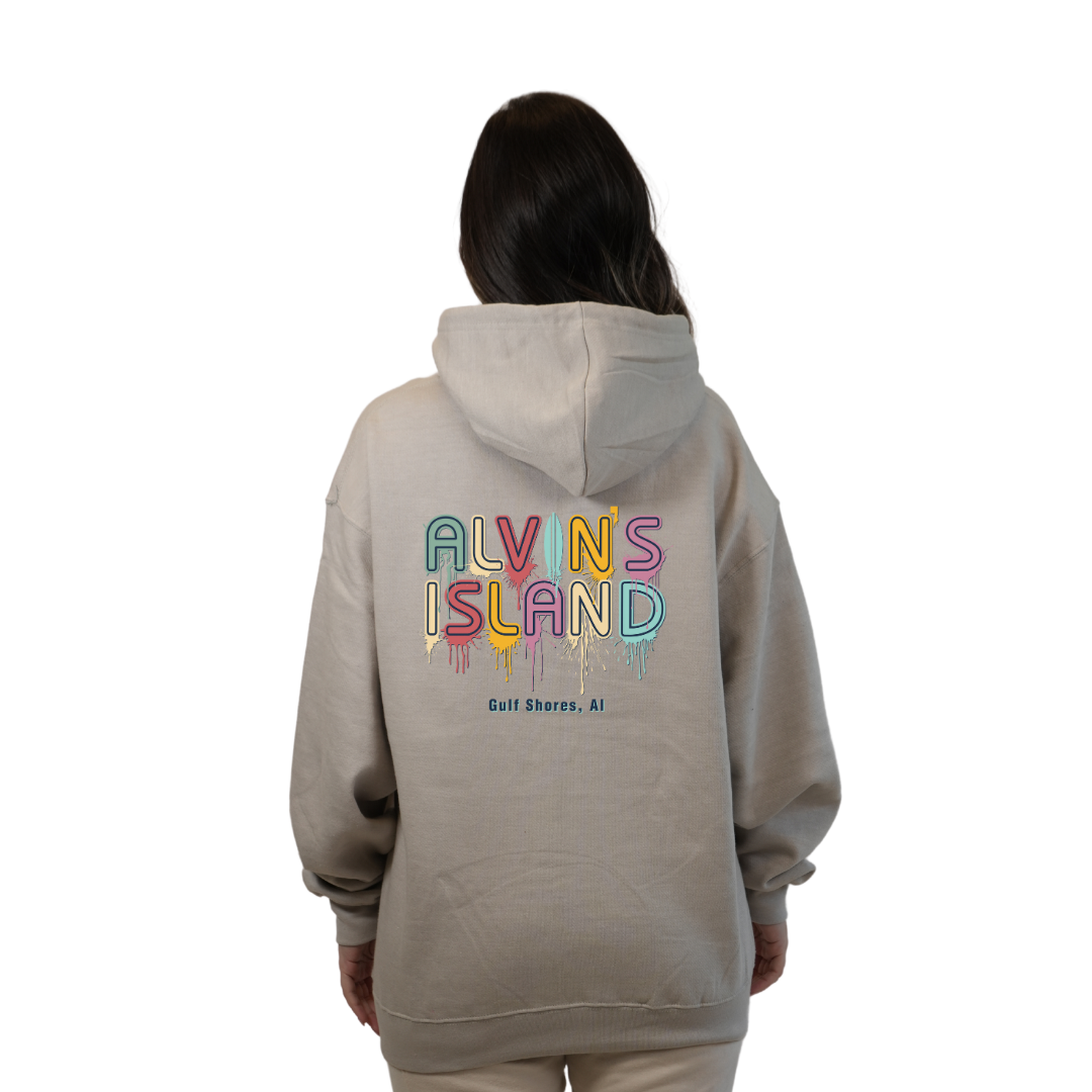 Gulf Shores Pullover Hoodie Women with a Alvin's island Drip Painting Design Style 252