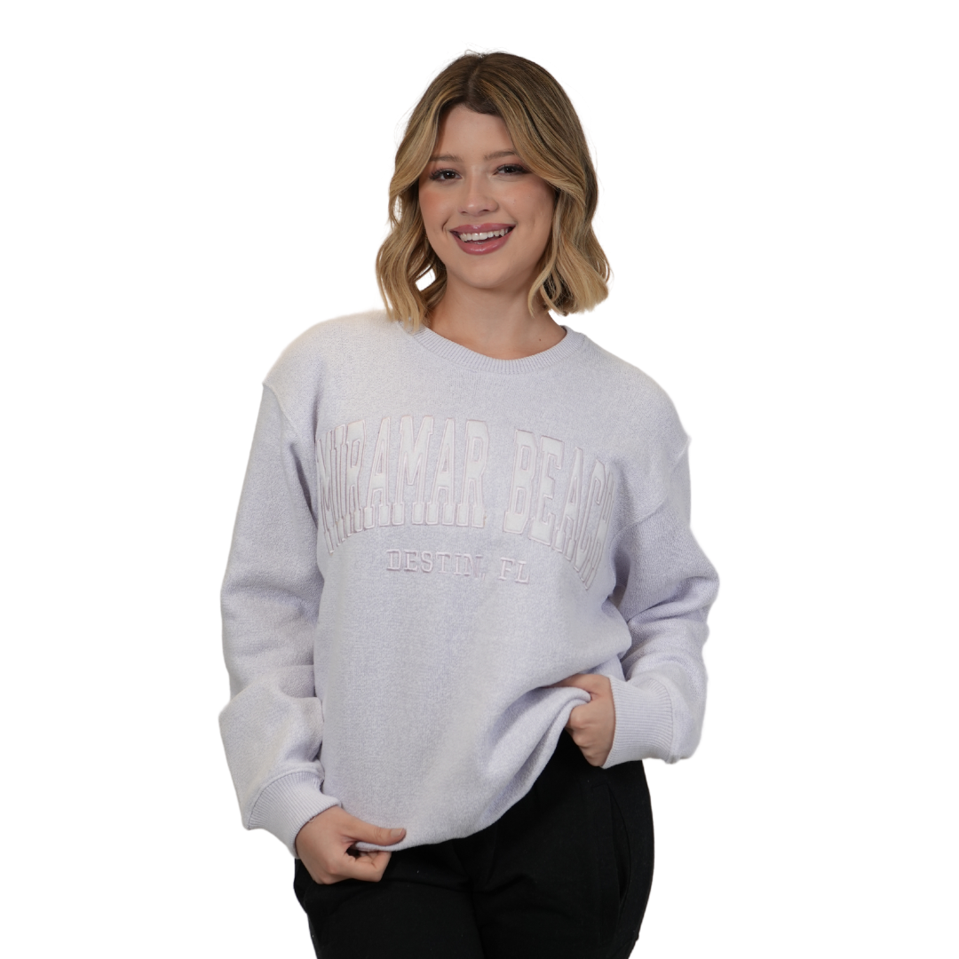 Miramar Beach Fl. Nantucket Crewneck W/ City Name Applique Style Ap267 Sweater alvinsisland.com Purple Ice XL